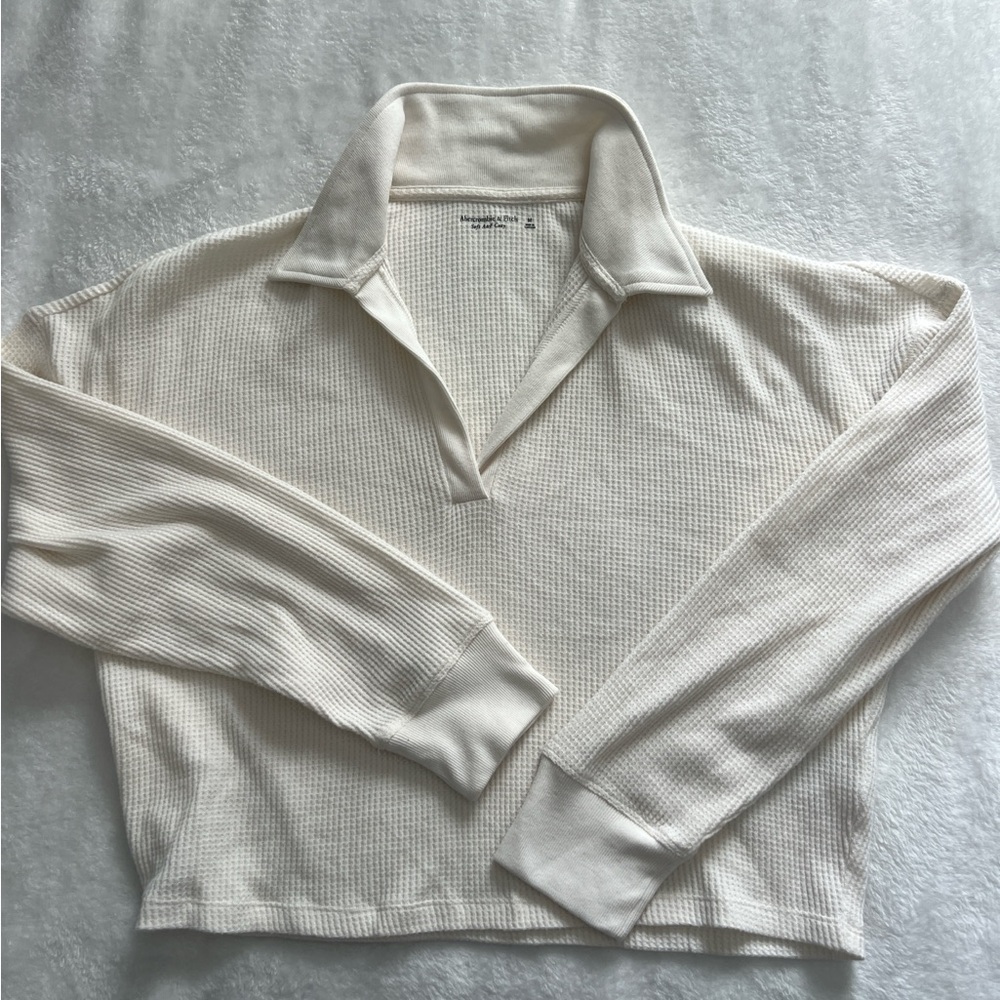 Cream Long Sleeve Collared Top